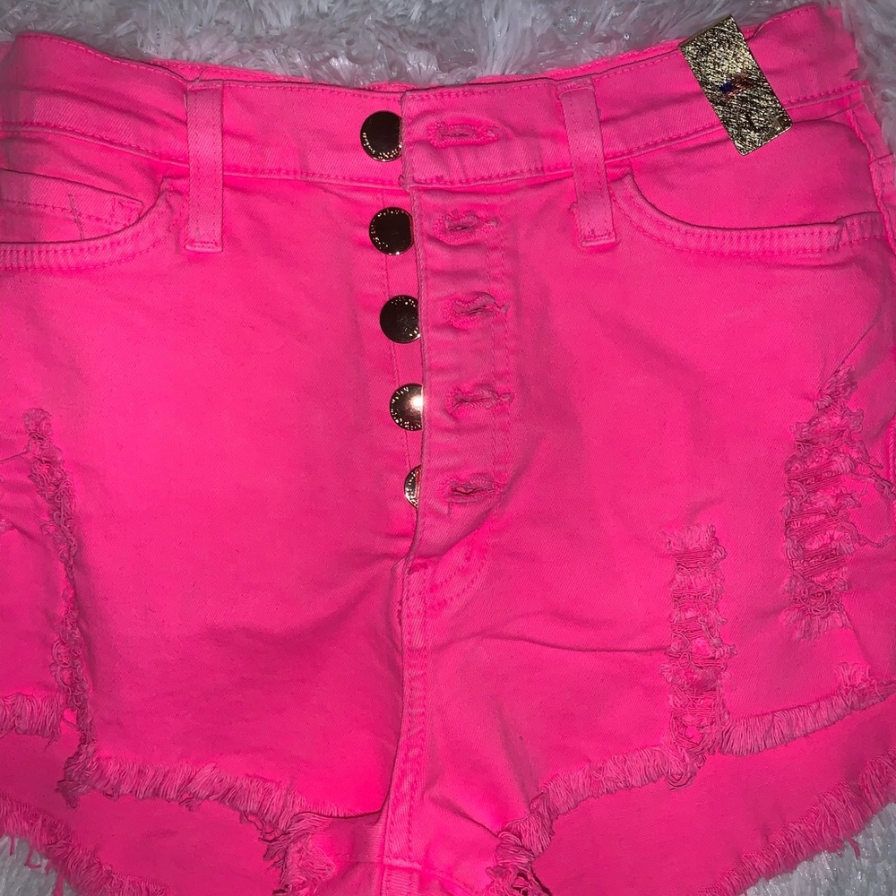 Neon pink shorts